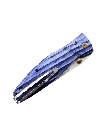 Mcusta MC-186D Manche Pakka wood bleu et lame Damas