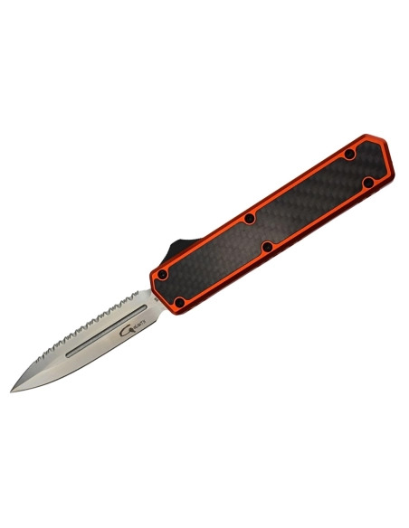 Golgoth G11BS5 Orange. Couteau automatique avec serrations