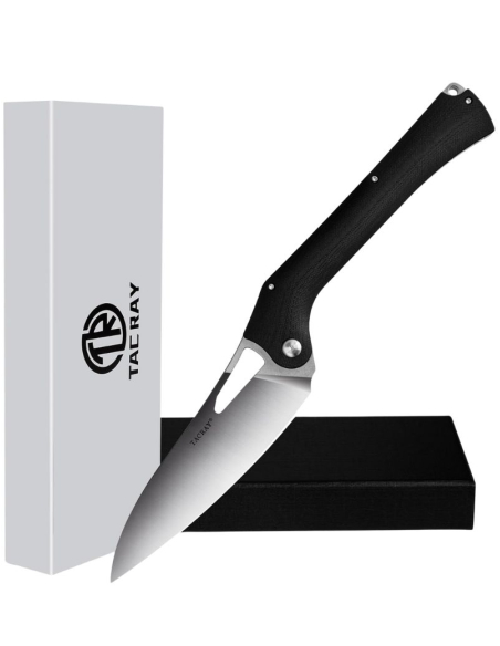 TACRAY KNIVES - TRFKK03N - Couteau de cuisine pliant lame VG10 manche G10 Noir