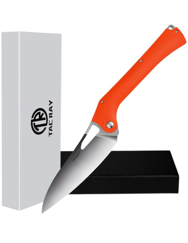 TACRAY KNIVES - TR-FK02 ORANGE - Couteau de cuisine pliant lame VG10 manche G10