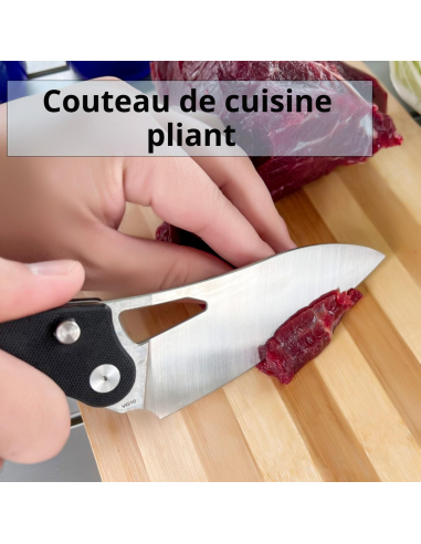 TACRAY KNIVES - TRFK01N - Couteau de cuisine pliant lame VG10 manche G10 Noir