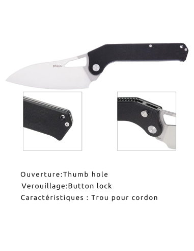 TACRAY KNIVES - TRFK01N - Couteau de cuisine pliant lame VG10 manche G10 Noir