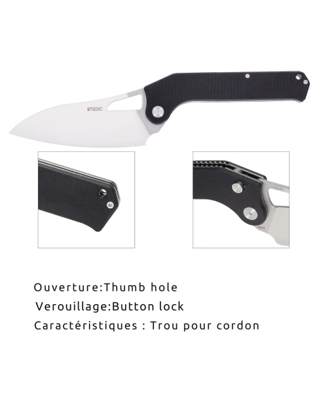 TACRAY KNIVES - TRFK01N - Couteau de cuisine pliant lame VG10 manche G10 Noir