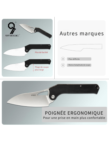 TACRAY KNIVES - TRFK01N - Couteau de cuisine pliant lame VG10 manche G10 Noir