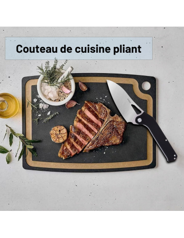 TACRAY KNIVES - TRFK01N - Couteau de cuisine pliant lame VG10 manche G10 Noir
