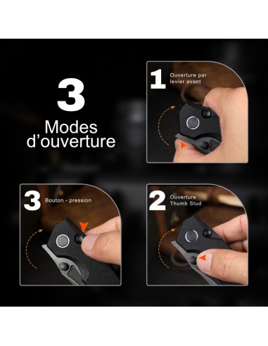 REMETTE KNIVES - RNDG2 - RT-Rhino noir avec 3 modes d'ouverture
