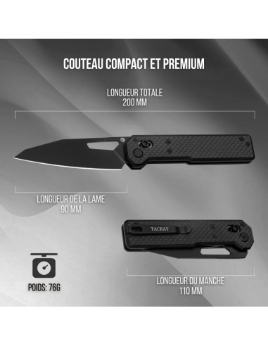 TACRAY - TARCUS - BLACK - Couteau pliant