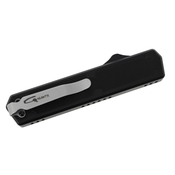 GOLGOTH - G11 Fork - Fourchette OTF : Manche aluminium noir avec insert en fibre de carbone et clip de poche