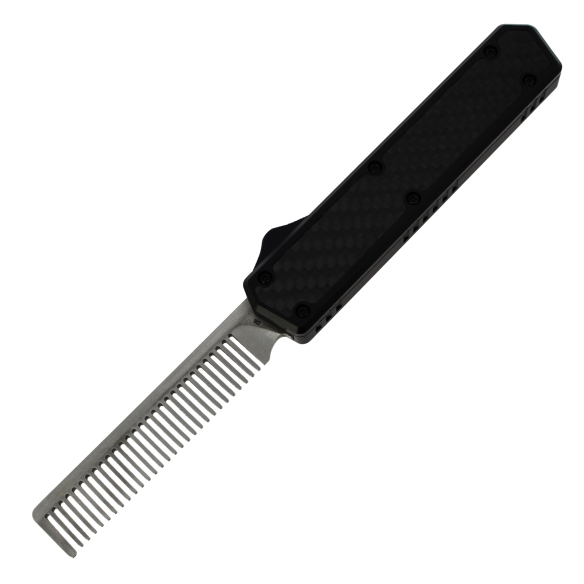 GOLGOTH - G11A1 - Peigne OTF noir en acier D2 manche aluminium noir et fibre de carbone