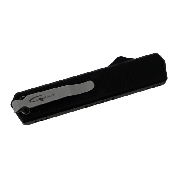 GOLGOTH - G11A1 - Peigne OTF noir  acier D2 manche aluminium noir avec insert en fibre de carbone et clip de poche