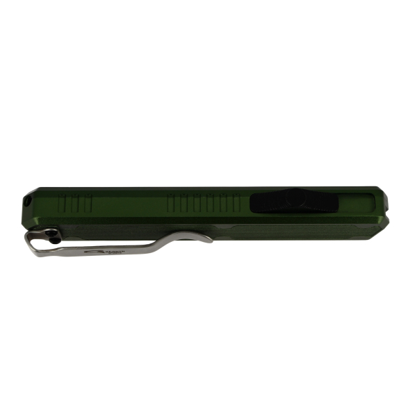 GOLGOTH - G11A2 - Peigne OTF Vert : manche aluminium vert avec un insert en fibre de carbone et bouton d'ouverture
