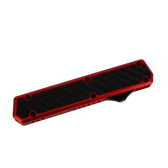GOLGOTH - G11A3 - Peigne OTF Rouge   : Manche aluminium rouge avec un insert en fibre de carbone et bouton d'ouverture