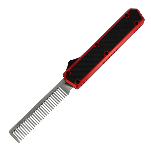 GOLGOTH - G11A3 - Peigne OTF Rouge   : acier D2 manche aluminium rouge avec un insert en fibre de carbone