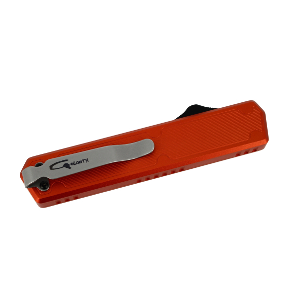 GOLGOTH - G11A5 - Peigne OTF orange : manche aluminium orange avec un insert en fibre de carbone et clip de poche