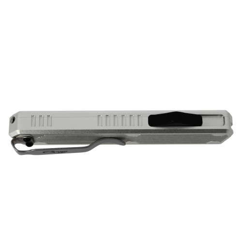 GOLGOTH - G11A6 - Peigne OTF Silver : Manche aluminium silver avec un insert en fibre de carbone et bouton d'ouverture