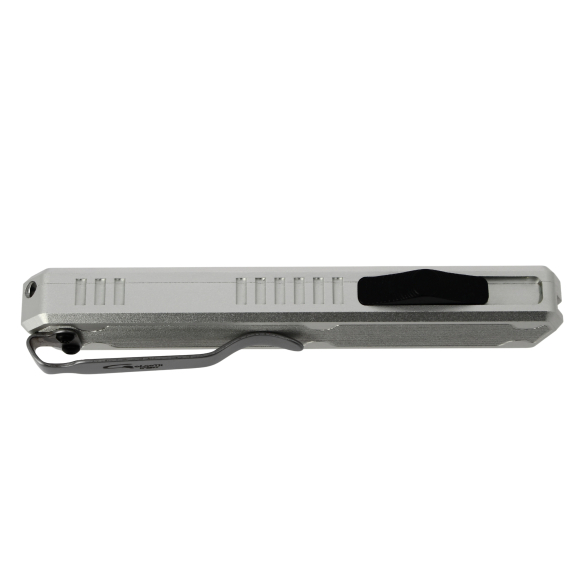 GOLGOTH - G11A6 - Peigne OTF Silver : Manche aluminium silver avec un insert en fibre de carbone et bouton d'ouverture