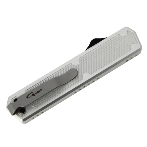 GOLGOTH - G11A6 - Peigne OTF Silver : Manche aluminium silver avec un insert en fibre de carbone et clip de poche