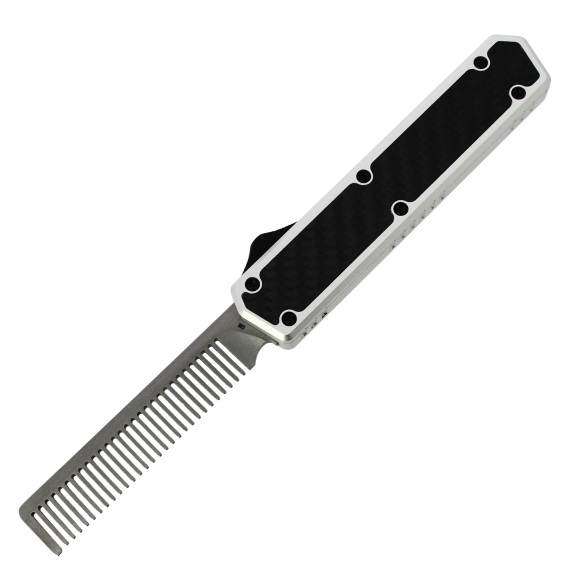 GOLGOTH - G11A6 - Peigne OTF Silver : Acier D2 et manche aluminium silver avec un insert en fibre de carbone