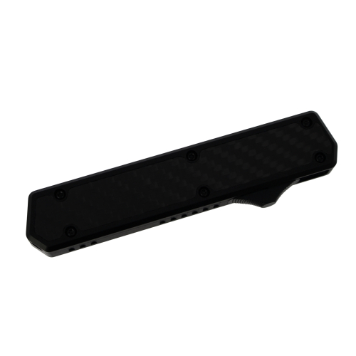 GOLGOTH - G11C1 - Couteau OTF : Manche en aluminium noir avec un insert en fibre de carbone et bouton d'ouverture