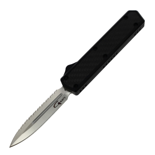 GOLGOTH - G11C1 - Couteau OTF : Manche en aluminium noir avec un insert en fibre de carbone et interrupteur