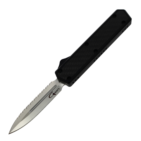 GOLGOTH - G11C1 - Couteau OTF : Manche en aluminium noir avec un insert en fibre de carbone et interrupteur