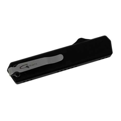 GOLGOTH - G11TA - Couteaux OTF :  Manche en aluminium avec un insert en fibre de carbone et clip de poche