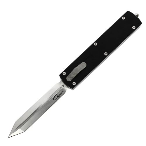 GOLGOTH - G12G - Couteau OTF : lame glaive double tranchant en acier D2 et manche aluminium