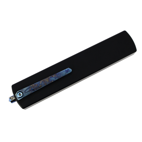 GOLGOTH - G12DT+ - Couteau OTF : Manche en aluminium, clip de poche et brise vitre en titane anodisé crazy