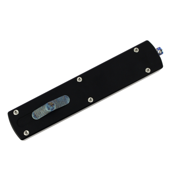 GOLGOTH - G12DT+ - Couteau OTF : Manche en aluminium, bouton d'ouverture et brise vitre en titane anodisé crazy