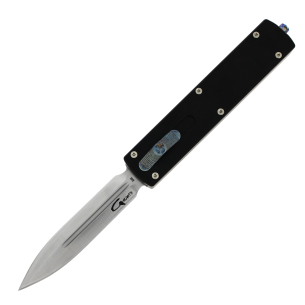 GOLGOTH - G12DT+ - Couteau OTF : Manche en aluminium et lame double tranchant en acier D2