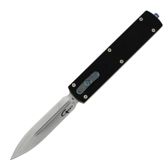 GOLGOTH - G12DT+ - Couteau OTF : Manche en aluminium et lame double tranchant en acier D2