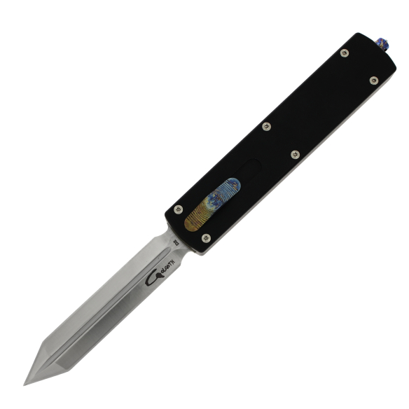 GOLGOTH - G12G+ - Couteau OTF : Manche en aluminium et lame glaive double tranchant en acier D2