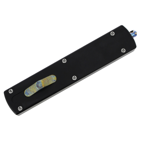 GOLGOTH - G12DP+ - Couteau OTF : Manche en aluminium, bouton d'ouverture et brise vitre en titane anodisé crazy