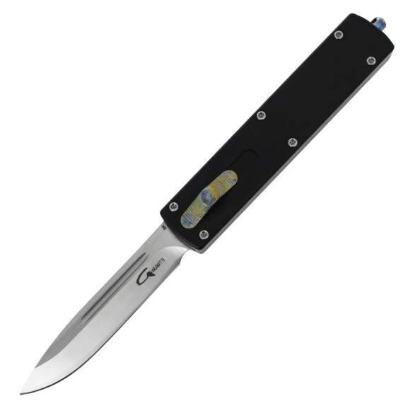 GOLGOTH - G12DP+ - Couteau OTF : Manche en aluminium et lame drop point en acier D2
