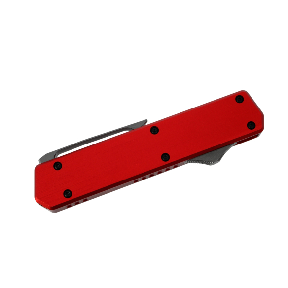 GOLGOTH - G13DT - Rouge : Manche rouge en aluminium, bouton d'ouverture et clip de poche en titane