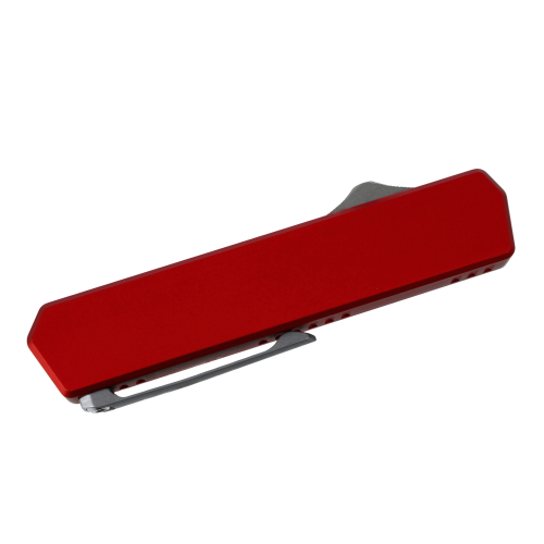 GOLGOTH - G13DT - Rouge : Manche rouge en aluminium, bouton d'ouverture et clip de poche en titane
