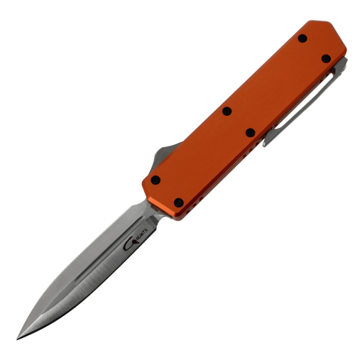 GOLGOTH - G13DT - Orange : Manche orange en aluminium et lame double tranchant en acier VG10