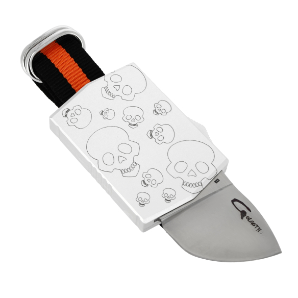 GOLGOTH - G15SKS - SKULL SILVER - Bracelet Couteau OTF : Manche en aluminium et lame modified en acier D2
