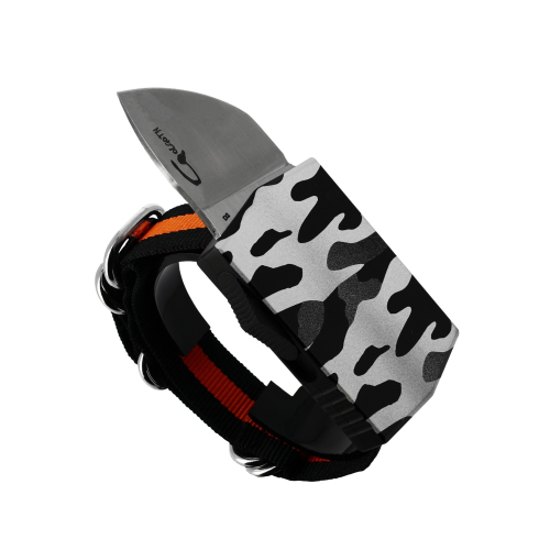 GOLGOTH - G15-CAB - CAMO BLACK - Bracelet Couteau OTF : Manche en aluminium et lame modified en acier D2