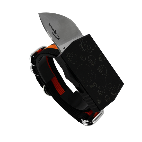 GOLGOTH - G15SKB - SKULL BLACK - Bracelet Couteau OTF : Manche en aluminium et lame modified en acier D2