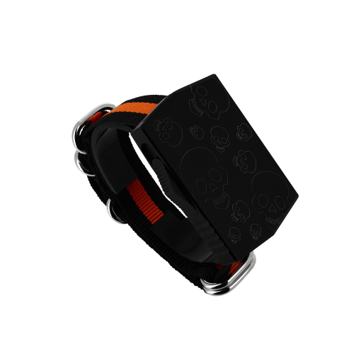 GOLGOTH - G15SKB - SKULL BLACK - Bracelet Couteau OTF : Manche et bouton d'ouverture en aluminium