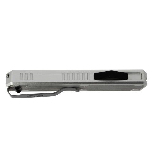 GOLGOTH - G11B6 - Silver OTF : Manche aluminium silver et fibre de carbone, clip de poche en acier