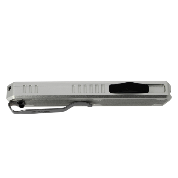 GOLGOTH - G11B6 - Silver OTF : Manche aluminium silver et fibre de carbone, clip de poche en acier