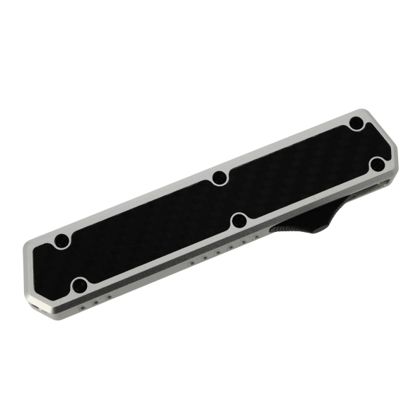 GOLGOTH - G11B6 - Silver OTF : Manche aluminium silver et fibre de carbone