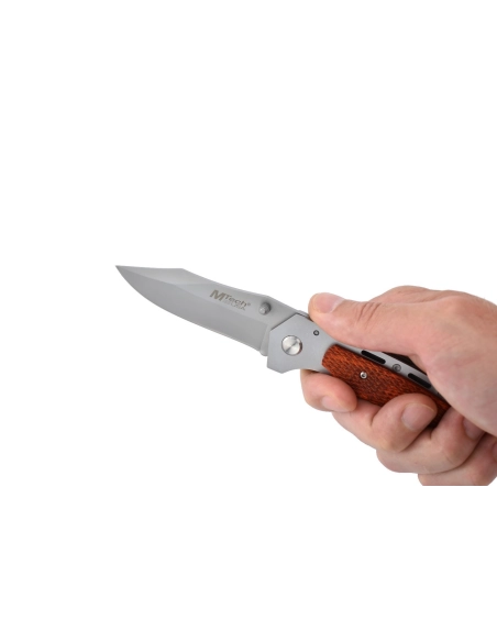 M-Tech - Couteau pliant - Lame acier 440 et manche bois texturé