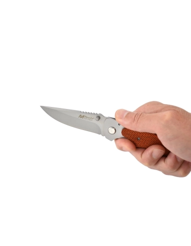 M-Tech - Couteau pliant - Lame acier 440 et manche bois texturé