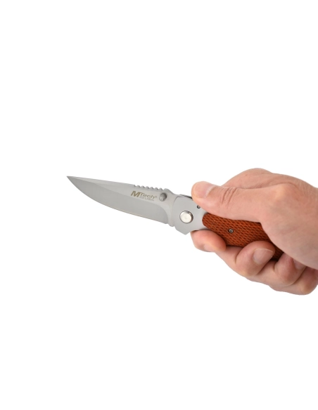 M-Tech - Couteau pliant - Lame acier 440 et manche bois texturé