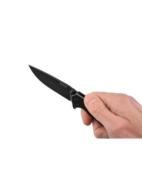 Ruike P801-SB Noir Couteau de poche lame acier 14C28N manche acier 3Cr14N finition délavée