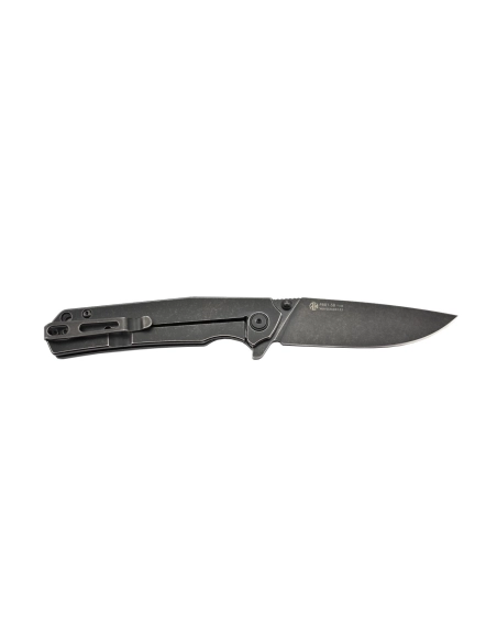 Ruike P801-SB Noir Couteau de poche lame acier 14C28N manche acier 3Cr14N finition délavée