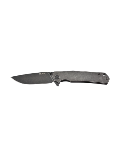 Ruike P801-SB Noir Couteau de poche lame acier 14C28N manche acier 3Cr14N finition délavée